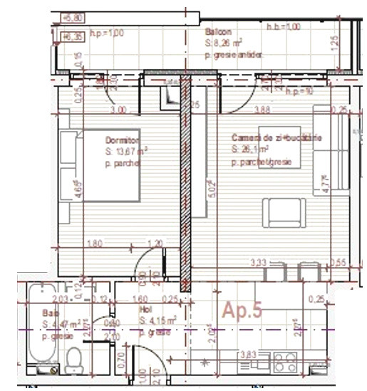 NOU! Apartament cu 2 camere 48mp etaj 1 semifinisat zona Terra 