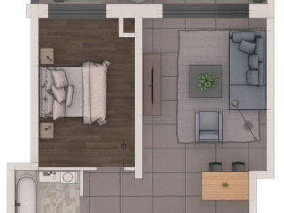 Apartament 2 camere 48 mp, balcon 8 mp – ansamblu NZEB, zona Terra