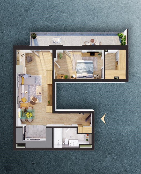 Apartament cu 2 camere Finisat Elite City 59mp terasa 13mp