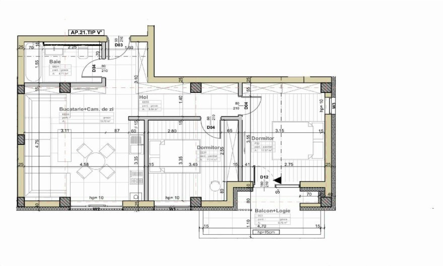 Apartament 2 dormitoare, living cu bucatarie, TVA inclus 