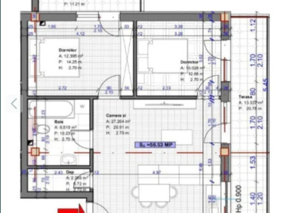 Apartament de 3 camere, 59 mp,2 balcoane , zona Terra