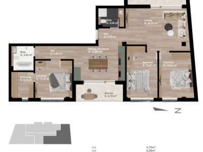 Apartament 4 camere - 100,60 mp utili - zona Someseni - Cluj!