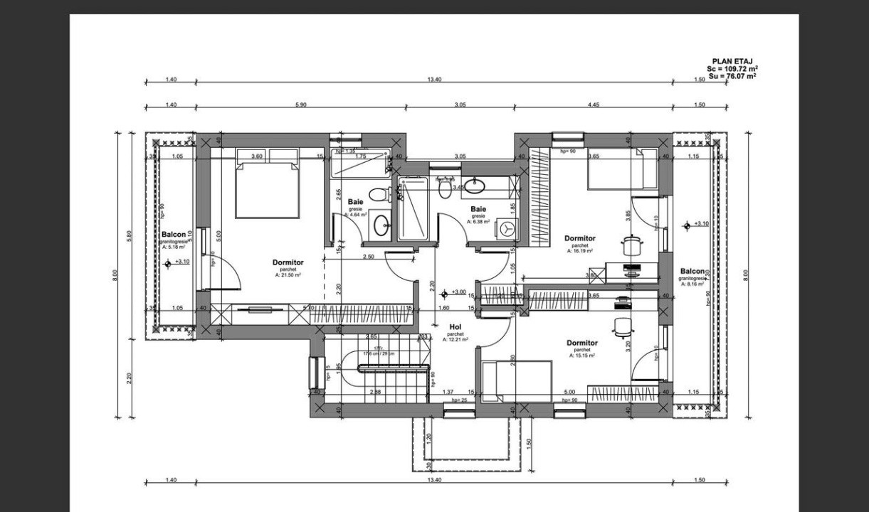 Teren autorizat pentru Casa individuala la intrare in Chinteni 600mp front 14ml