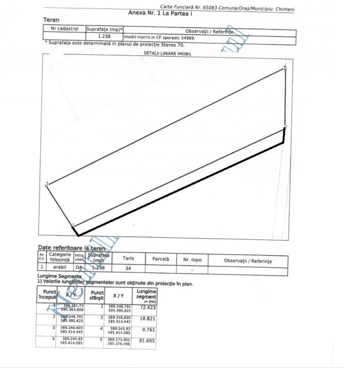 Teren intravilan Chinteni 1.500mp front 18ml pretabil pentru Case/Duplex