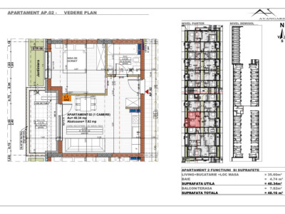 Apartament 1 camera , 48,16 mp, etaj parter, zona Cetății