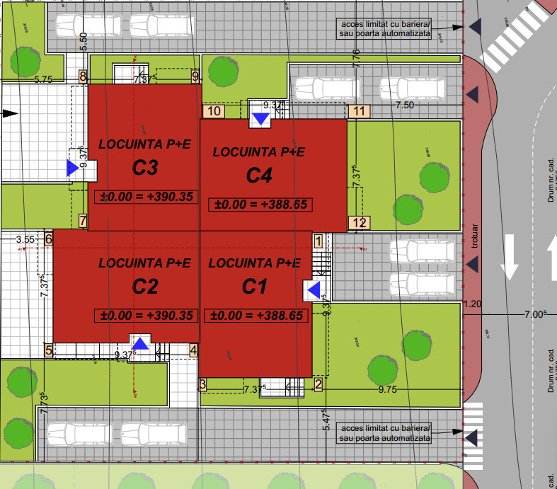 Casa tip cvatruplex,4 camere, mp teren, Zona Terra