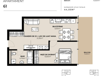 PROIECT EXCLUSIVIST! Apartament de vanzare, 44,05 mp, Complex SDC