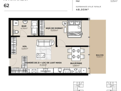 PROIECT EXCLUSIVIST! Apartament de vanzare, 48 mp, Complex SDC