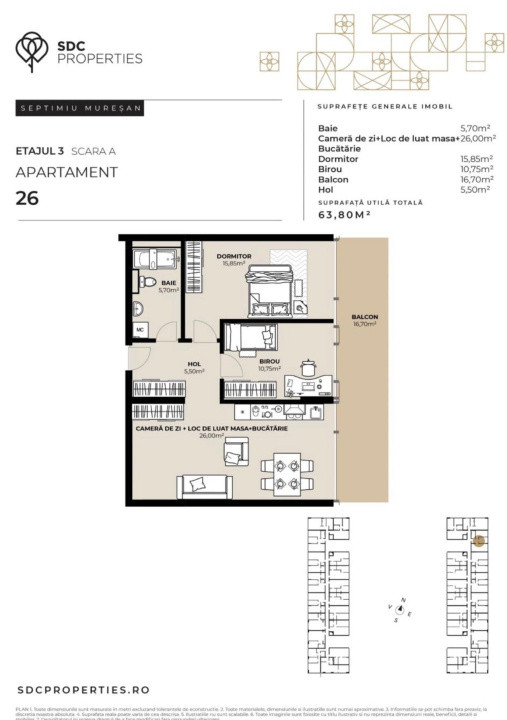 PROIECT EXCLUSIVIST! Apartament de vanzare, 63,80 mp, Complex SDC