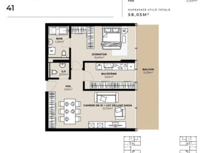 PROIECT EXCLUSIVIST! Apartament de vanzare, 58,05 mp, Complex SDC