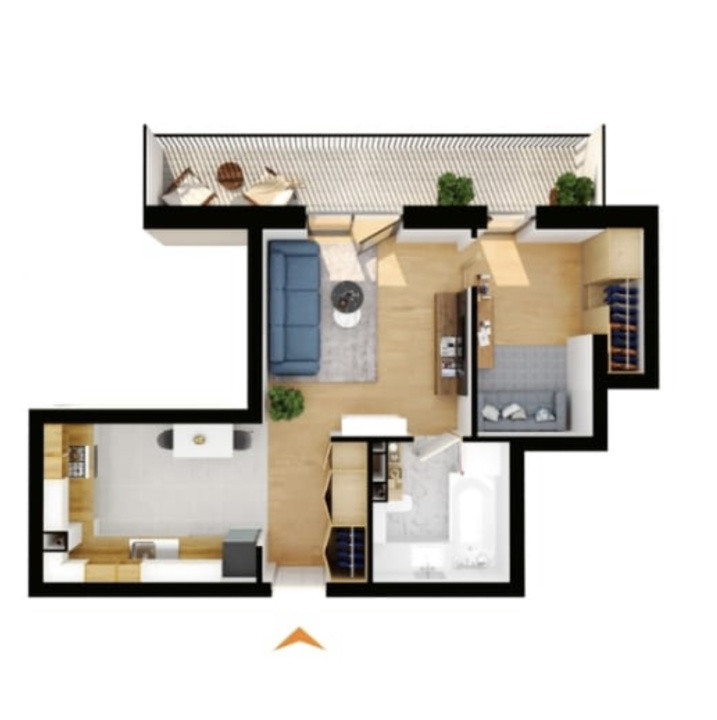 Apartament modern cu parcare de 39mp in Buna Ziua