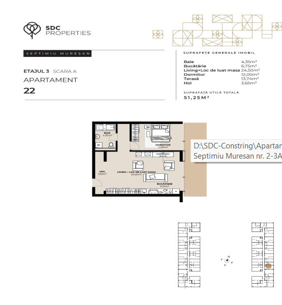 INVESTITIE! Apartament 2 camere - 51,25 mp - terasa - parcare - SDC properties