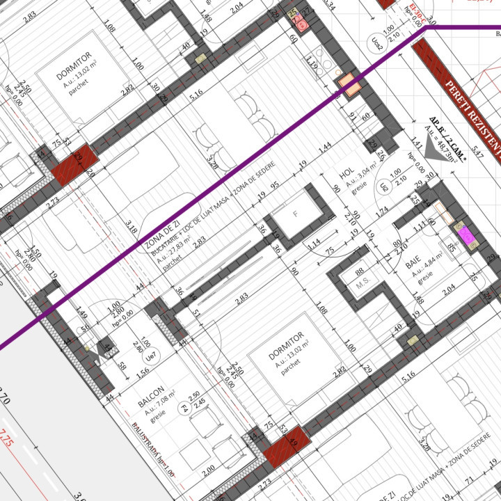 Apartament de 2 camere, 48.73 mp, Finisat, Parcare, Zona Vivo