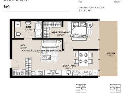 PROIECT EXCLUSIVIST! Apartament de vanzare, 44,70 mp, Complex SDC