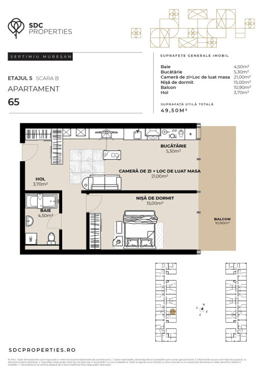 PROIECT EXCLUSIVIST! Apartament de vanzare, 49,50 mp, Complex SDC