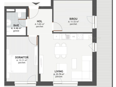 Apartament 3 camere 58,63mp+28 terasa Eroilor , Floresti