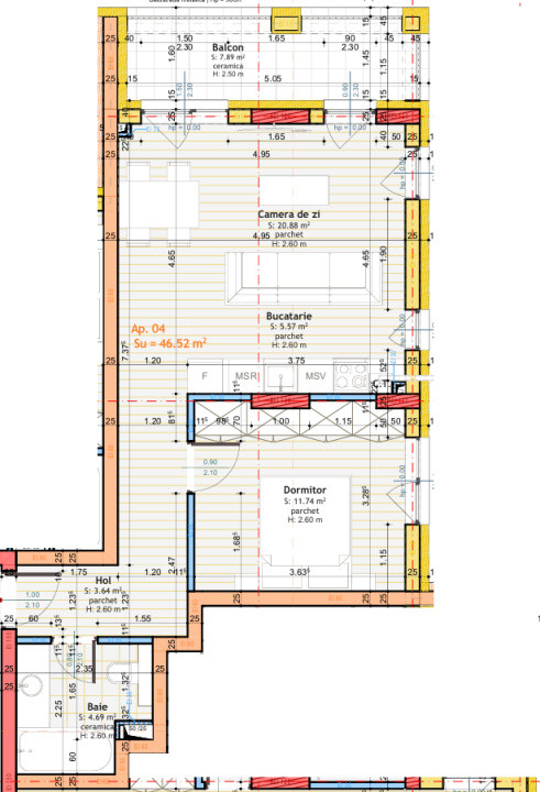 Apartament 2 camere, 46,22 mp + 7,89 mp terasa, zona Tineretului 