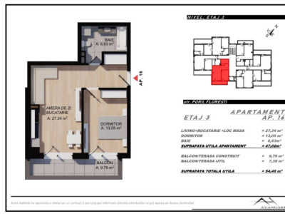 Apartament cu 2 camere, 47 mp,balcon ,zona Eroilor