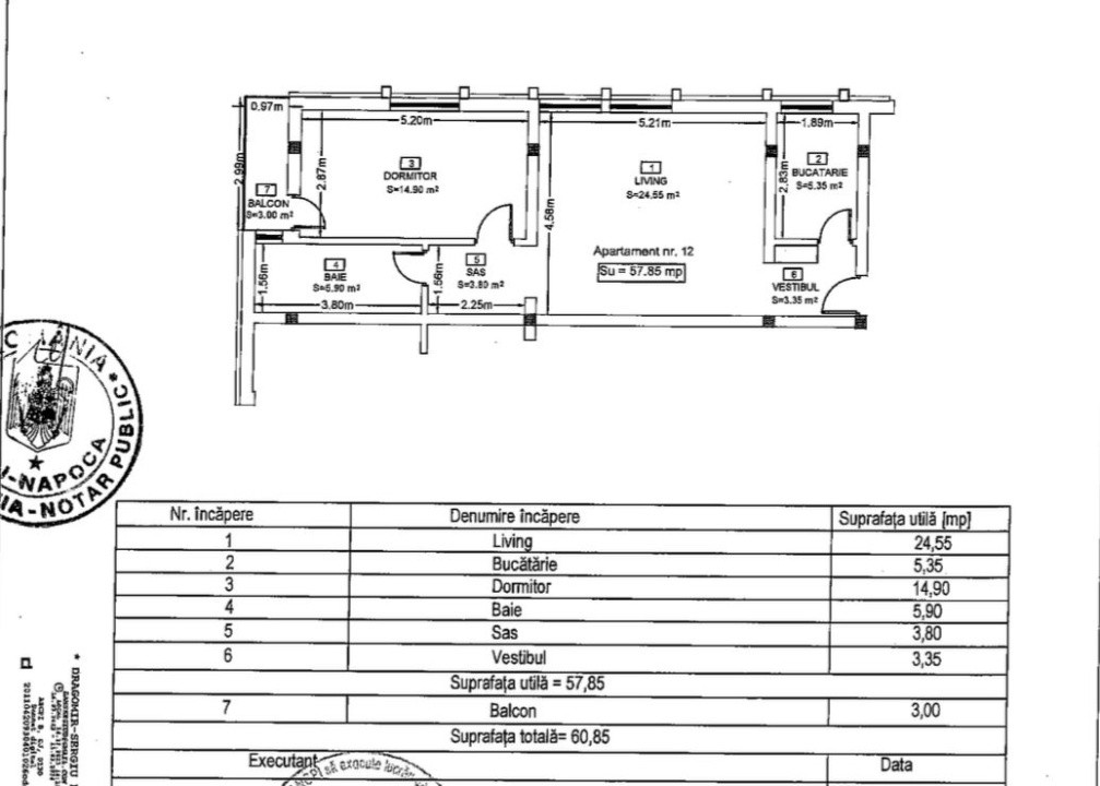 Apartament 2 camere 57mp! Finisat! CF! Eroilor zona Profi!