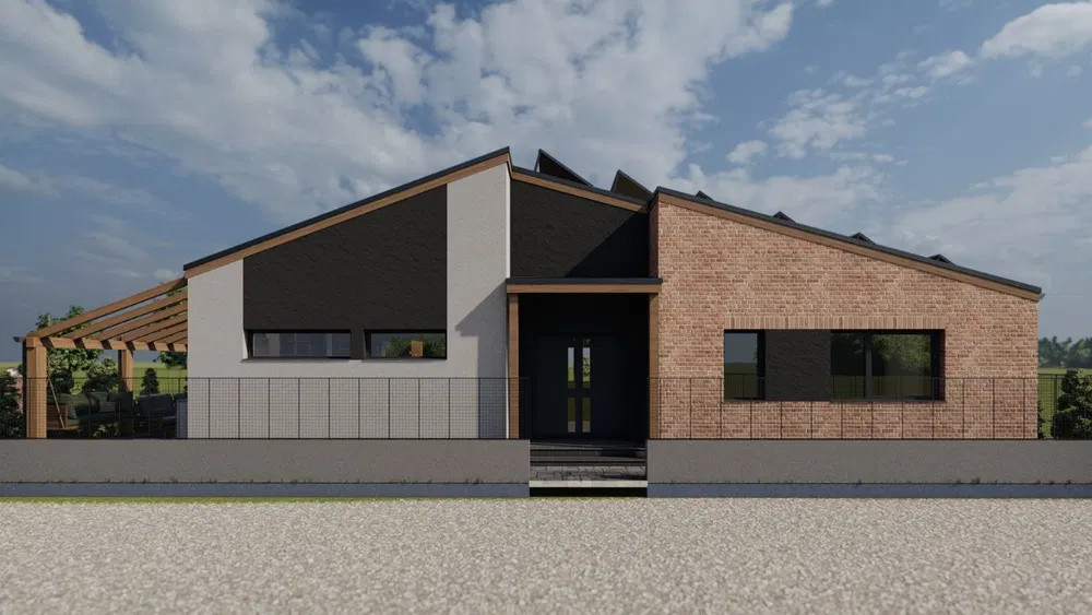 Casa eficienta energetic NZEB 127 mp, teren 830 mp, intrare Gilau