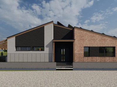 Casa eficienta energetic NZEB 127 mp, teren 830 mp, intrare Gilau
