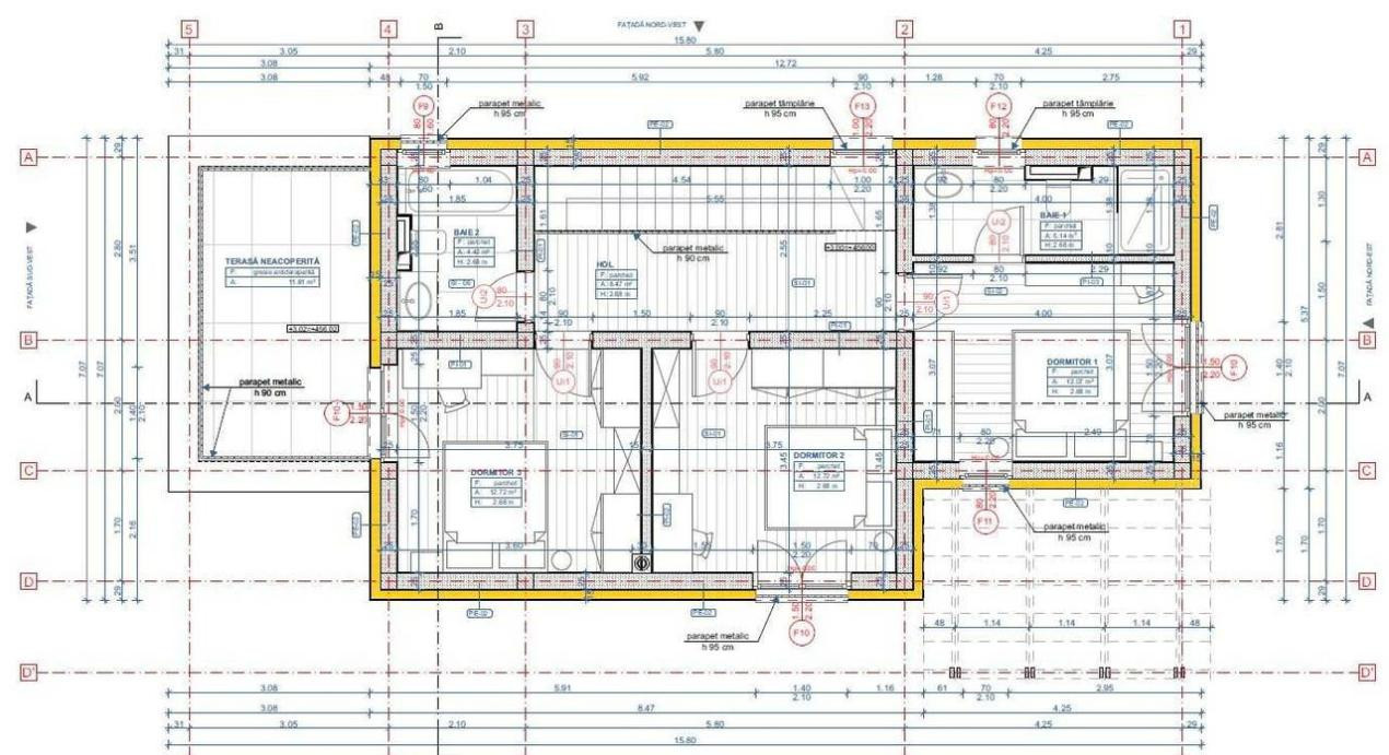 Casa individuala 4 camere semifinisata, 500mp teren, materiale premium