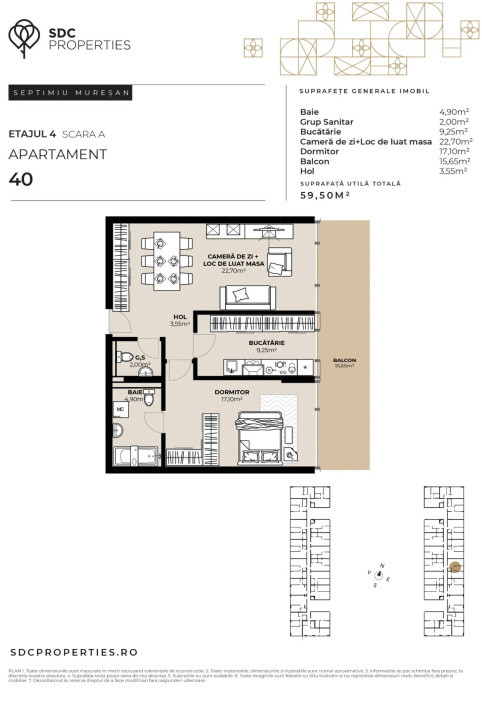 PROIECT EXCLUSIVIST! Apartament de vanzare, 59,50 mp, Complex SDC