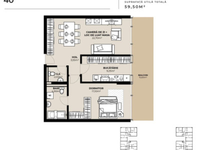 PROIECT EXCLUSIVIST! Apartament de vanzare, 59,50 mp, Complex SDC
