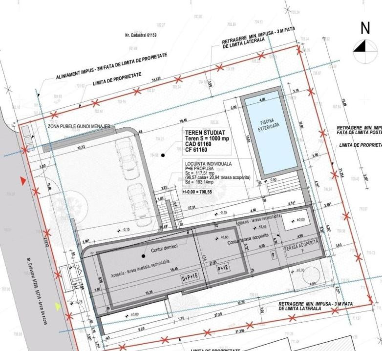 Teren 1000mp autorizat, casa D+P+1E 269mp, Proiect Piscina, Salicea