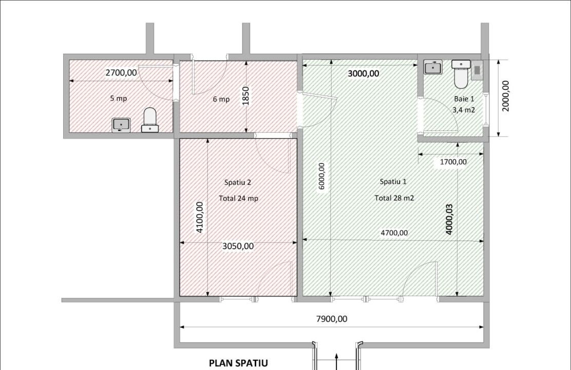Apartament la parter cu destinație comercială , 51,9 mp, zona Terra 