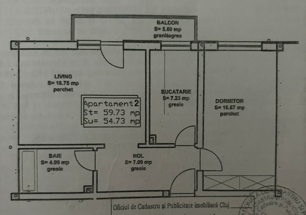 Apartament cu 2 camere, 55 mp, parcare, zona Florilor