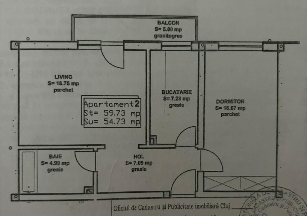 Apartament cu 2 camere, 55 mp, parcare, zona Florilor