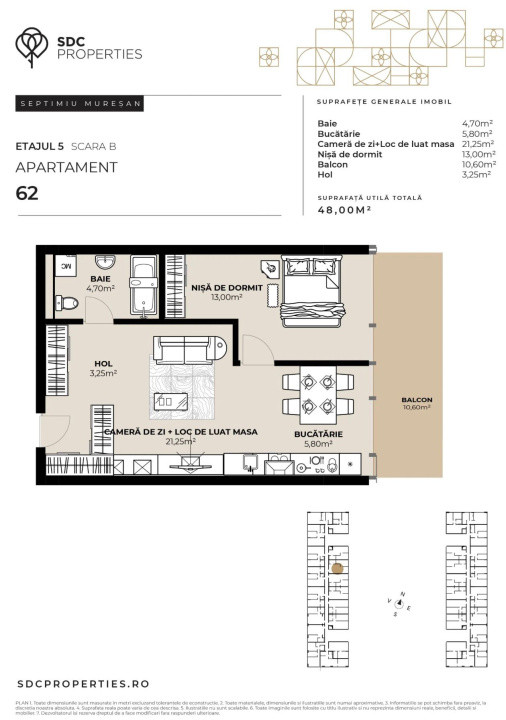 PROIECT EXCLUSIVIST! Apartament de vanzare, 48 mp, Complex SDC