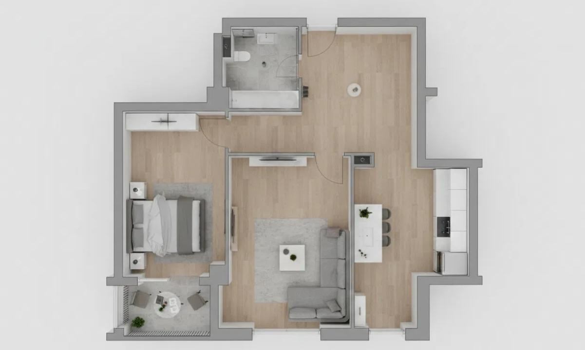Apartament decomandat, 61 mp, balcon, zona BMW