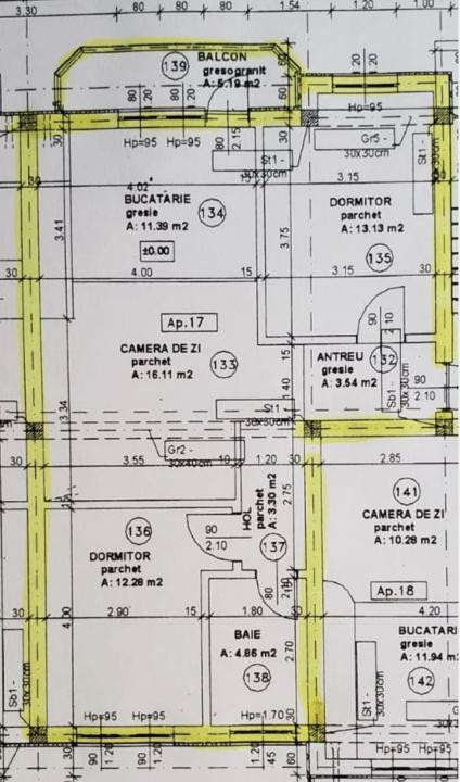 Apartament de  64 mp utili+balcon,parcare , zona Eroilor