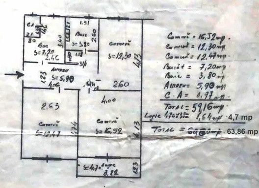 Apartament cu 3 camere, 61 mp, decomandat, etaj intermediar, zona Aleei Detunata