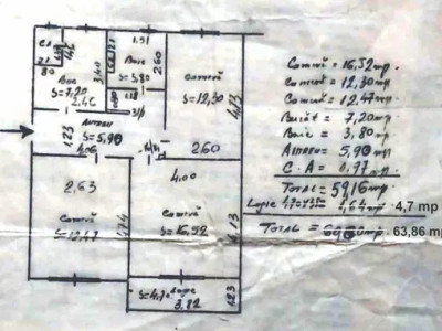 Apartament cu 3 camere, 61 mp, decomandat, etaj intermediar, zona Aleei Detunata