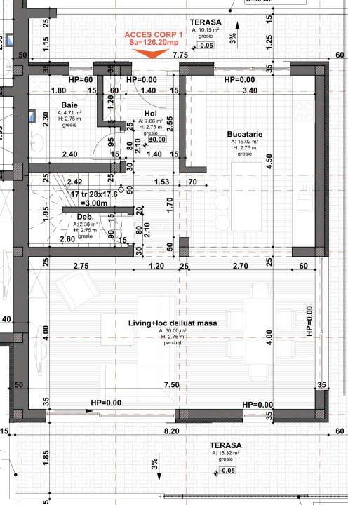 Casa Tip Duplex, 4 camere, 120 mp utili, garaj, teren 200 mp,Chinteni