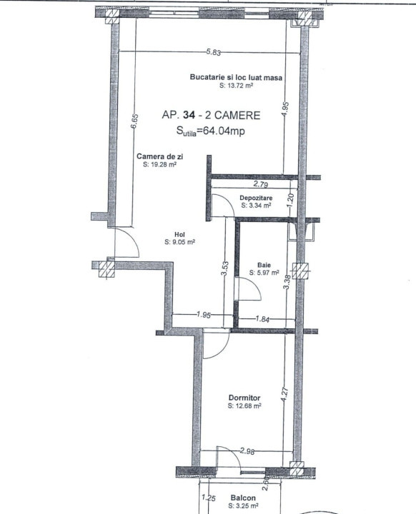 Apartament de 2 camere, 64mp, et 3/4, New City Eroilor