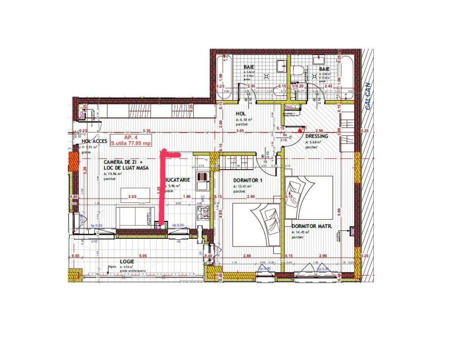 Apartament de 78mp utili(4 camere,2 băi, terasă)bloc nou,parter înalt 