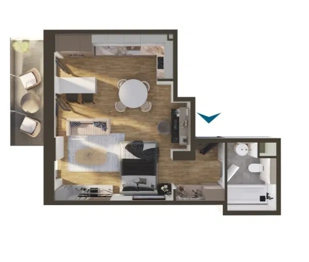 Apartament cu 1 camera, 39 mp, etaj intemediar, Elite Junior