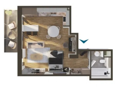 Apartament cu 1 camera, 39 mp, etaj intemediar, Elite Junior