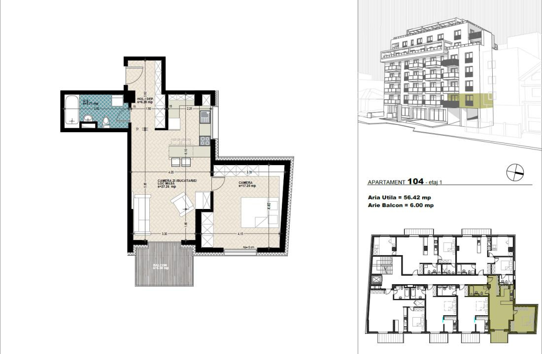 Apartament 2 cameră, 57 mp, balcon, ansamblu exclusivist, zona Dorobanților