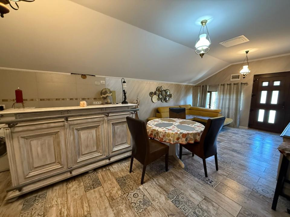 Spațiu comercial+locuință la mansardă,3 dormitoare, living,5 băi, teren 715 mp
