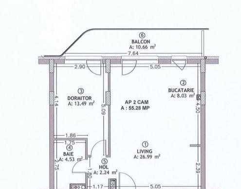 Apartament de 2 camere , 55  mp, Eroilor