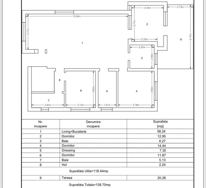 Apartament la casa, 4 camere, 120 mp, terasa 20 mp, garaj 60 mp, curte 80 mp