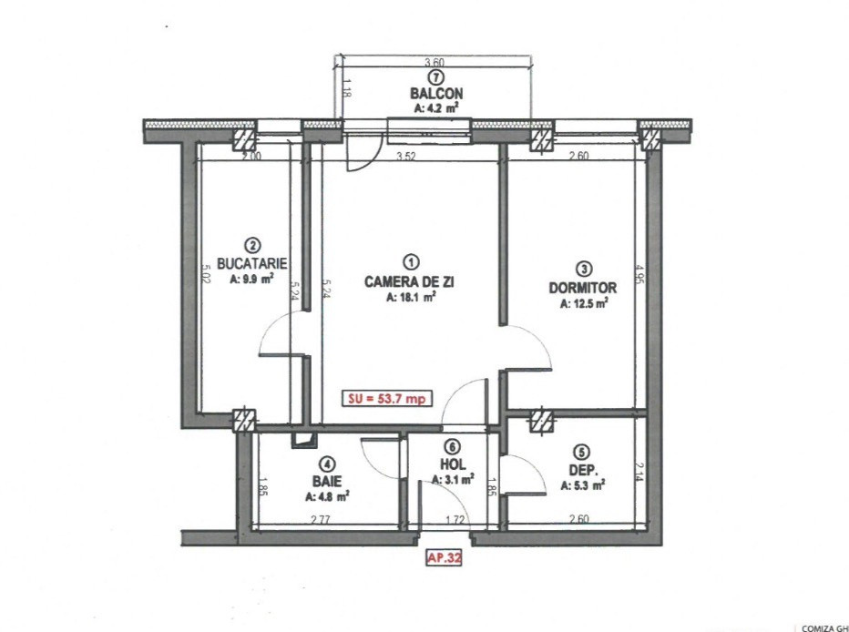 Apartament de 55 mp utili,etaj intermediar,bloc nou,zona Terra