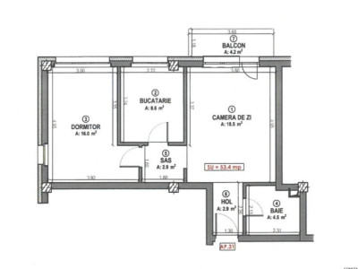 Apartament de 53 mp utili, zona Terra , etaj intermediar, bloc nou