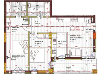 Apartament de 3 camere, 77.95mp, Semifinisat,zona Tineretului,Floresti