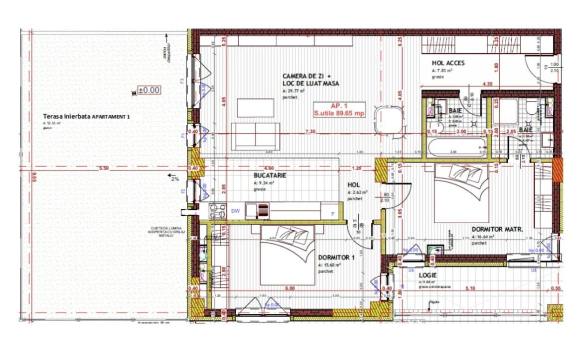 Apartament de 3 camere, 89.65mp, Semifinisat,Gradina,zona Tineretului,